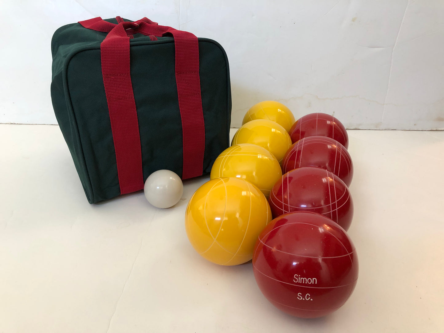 Engraved EPCO 110mm Yellow and Red Tournament Quality Bocce Set- Bag included