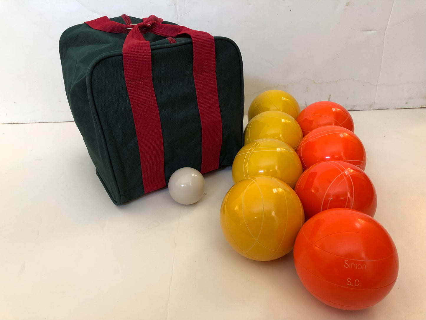 Engraved EPCO 110mm Yellow and Orange Tournament Quality Bocce Set- Bag included