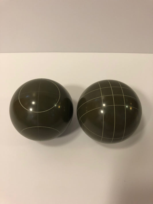 Pack of 2 - Replacement Family Bocce Balls - 107mm - Olive Brown with 2 different scoring patterns