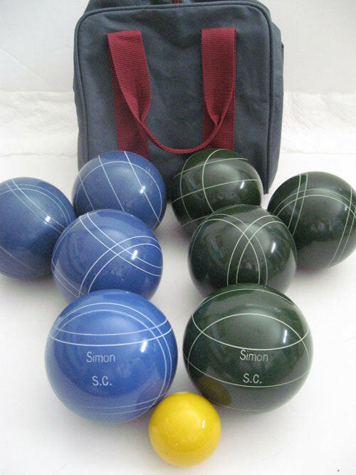 Engraved Bocce package - 110mm EPCO Blue and Green balls.