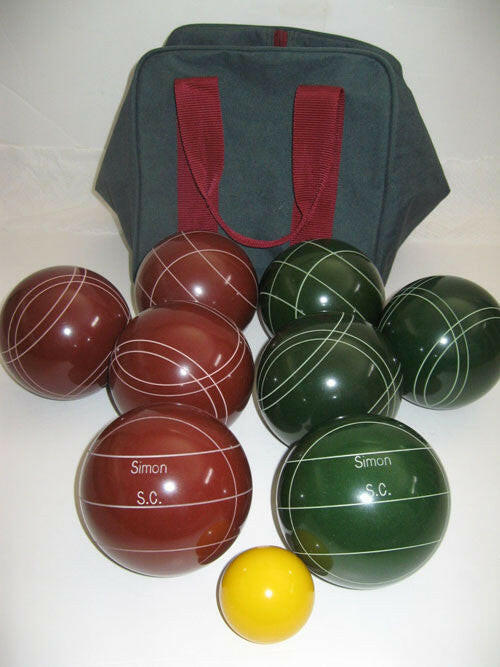 Engraved Bocce package - 110mm EPCO Red and Green balls.