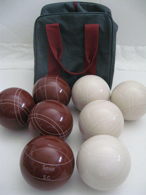 Engraved Bocce package - 110mm EPCO Red and White balls.