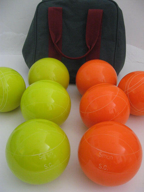 Engraved Bocce package - 110mm EPCO Yellow and Orange balls.