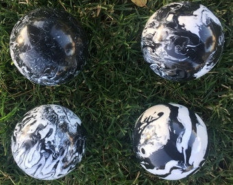 Choose from 9 color replacement: 107mm Family 4 pack Marble Bocce Balls