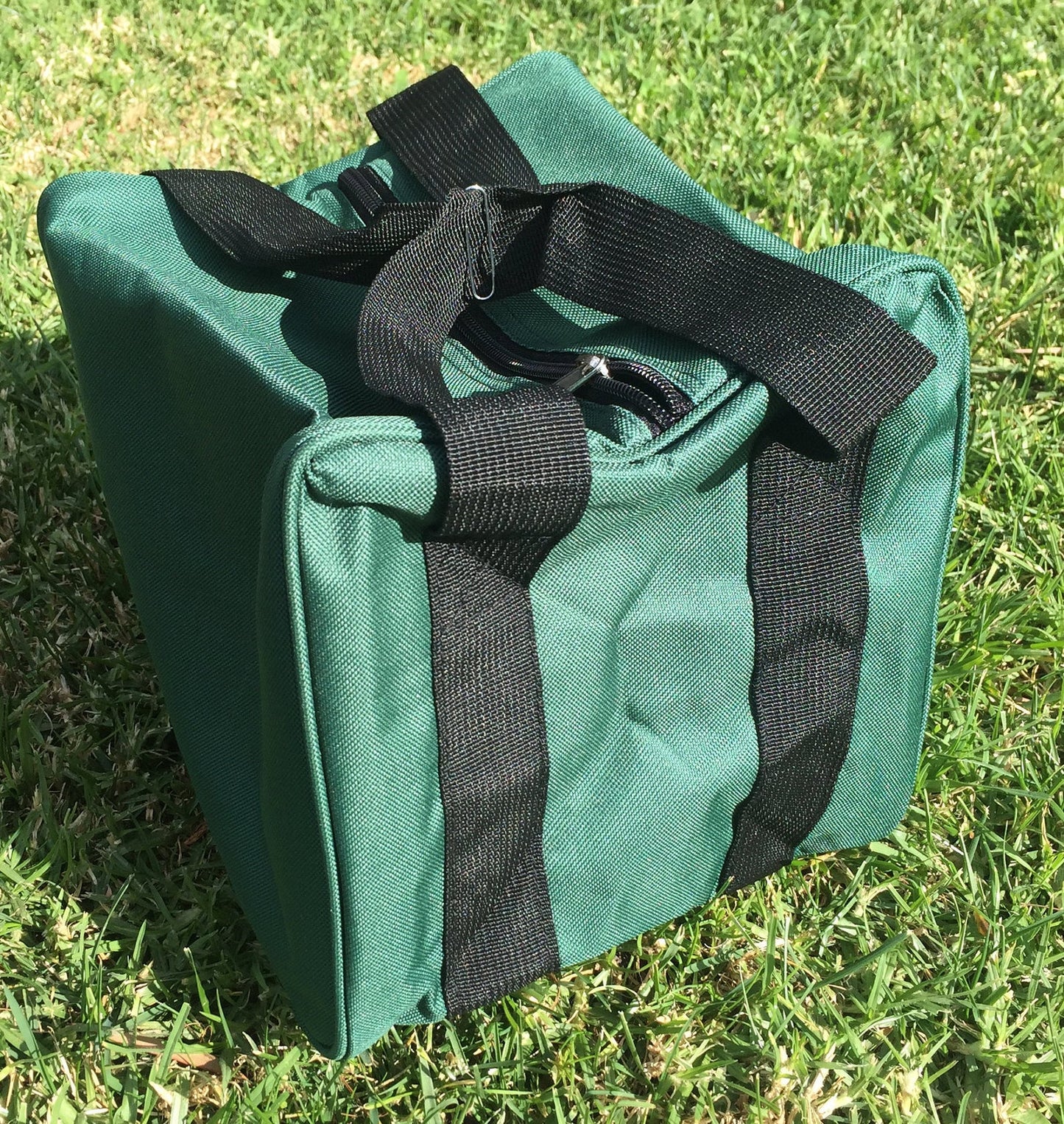 Heavy Duty Nylon Bocce Bag- Green with Black Handles