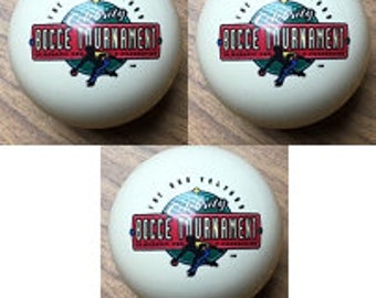 Pack of 3 - Single photo image engraved bocce pallino / pallina with choice of color and flattening