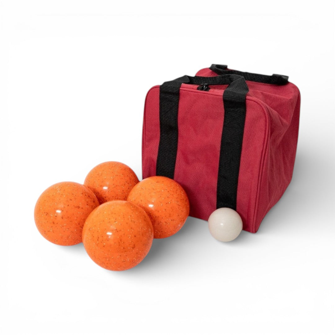 110mm tournament bocce ball set bundle, the regulation-spec upgrade from an AmazonBasics bocce set