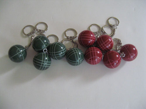 Bocce keychains, an affordable bocce gift under $100 for office exchanges and gifting