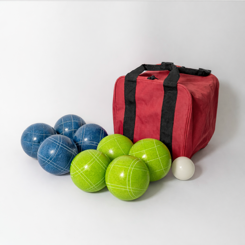 EPCO 107mm Tournament Rustic Green/Blue 8-ball bocce set, the Italian-club traditional league pick