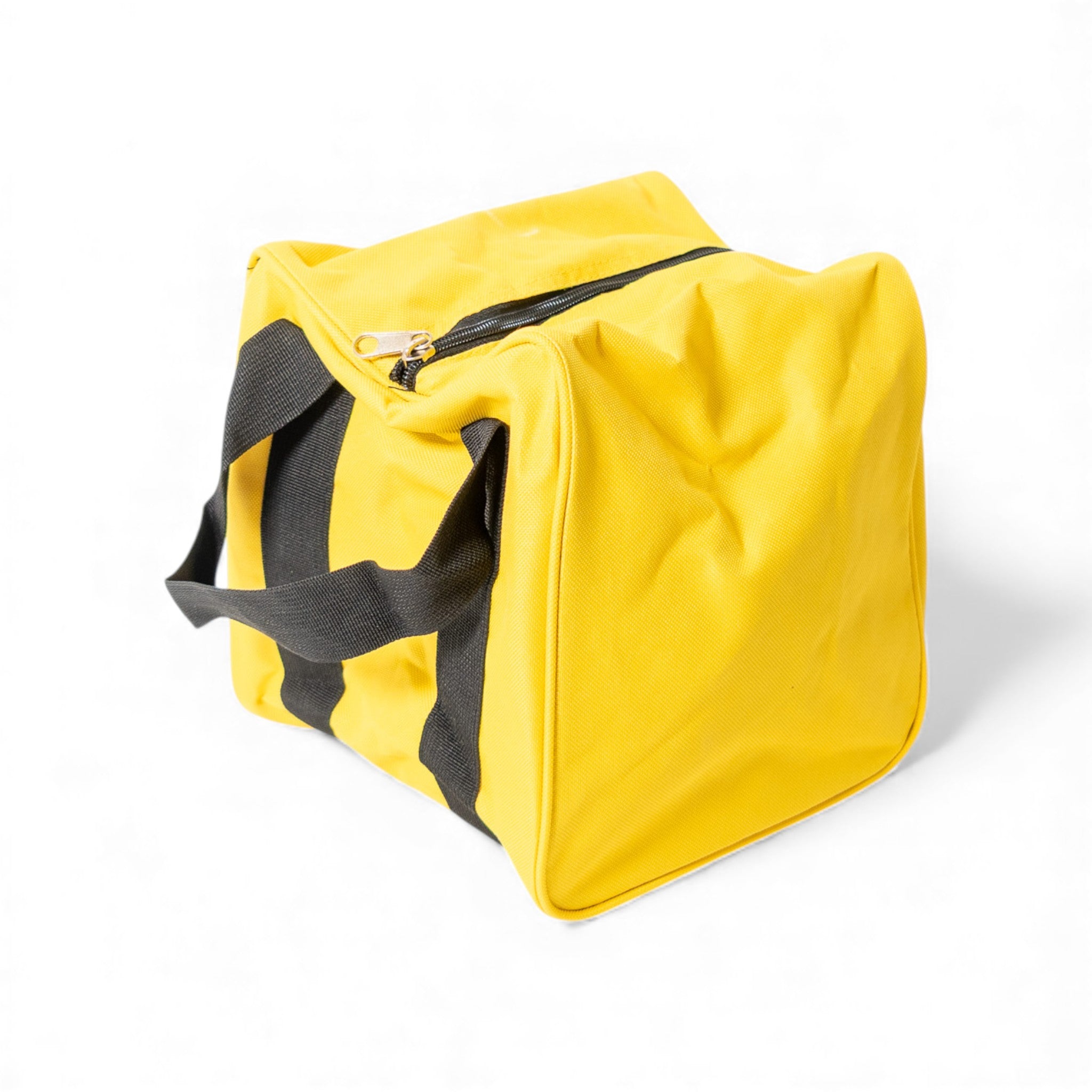 Yellow bocce ball bag with black handles, a $45 nylon carry case representing budget bocce accessories under $50