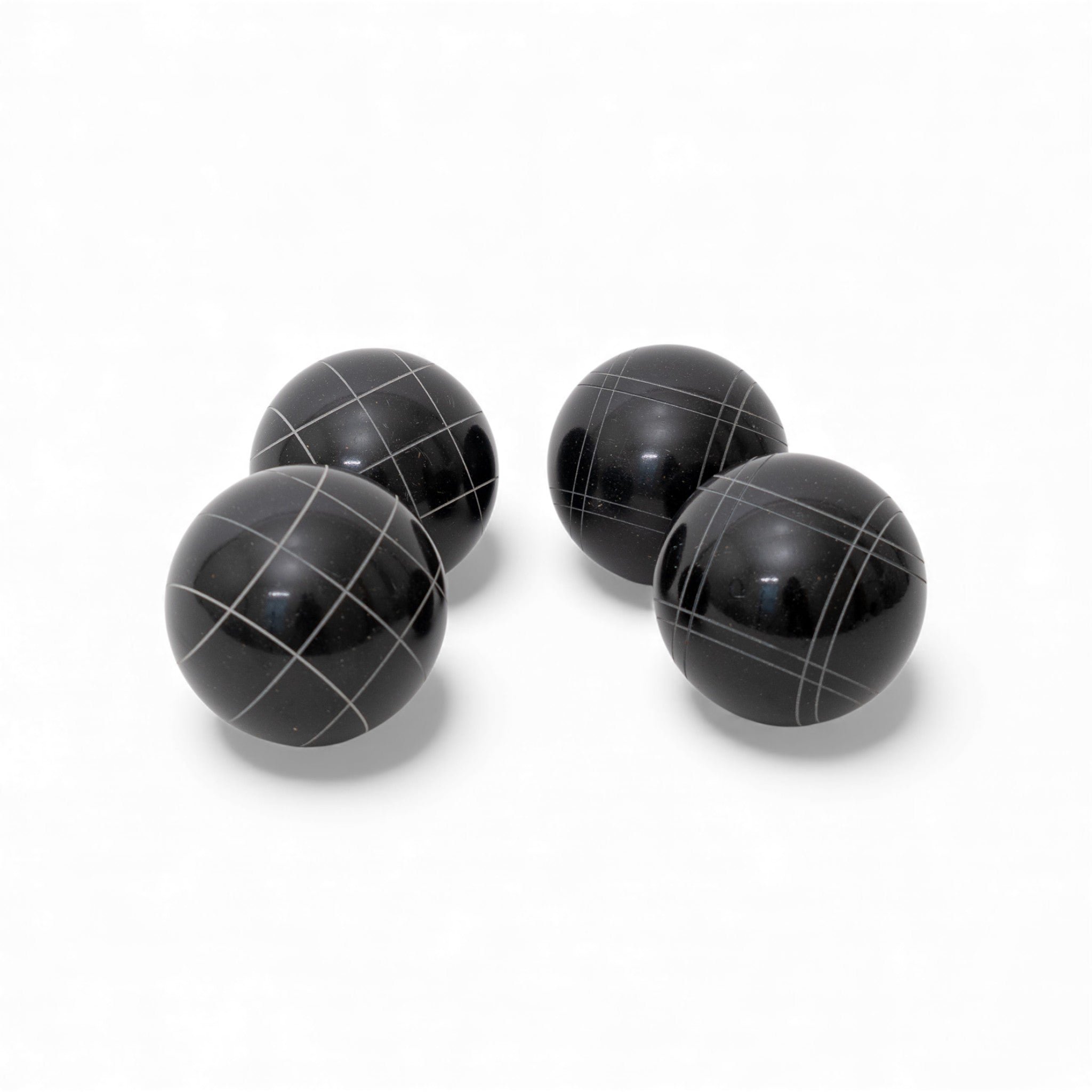 Bocce ball size comparison: 107mm, 110mm, and 114mm tournament balls side by side