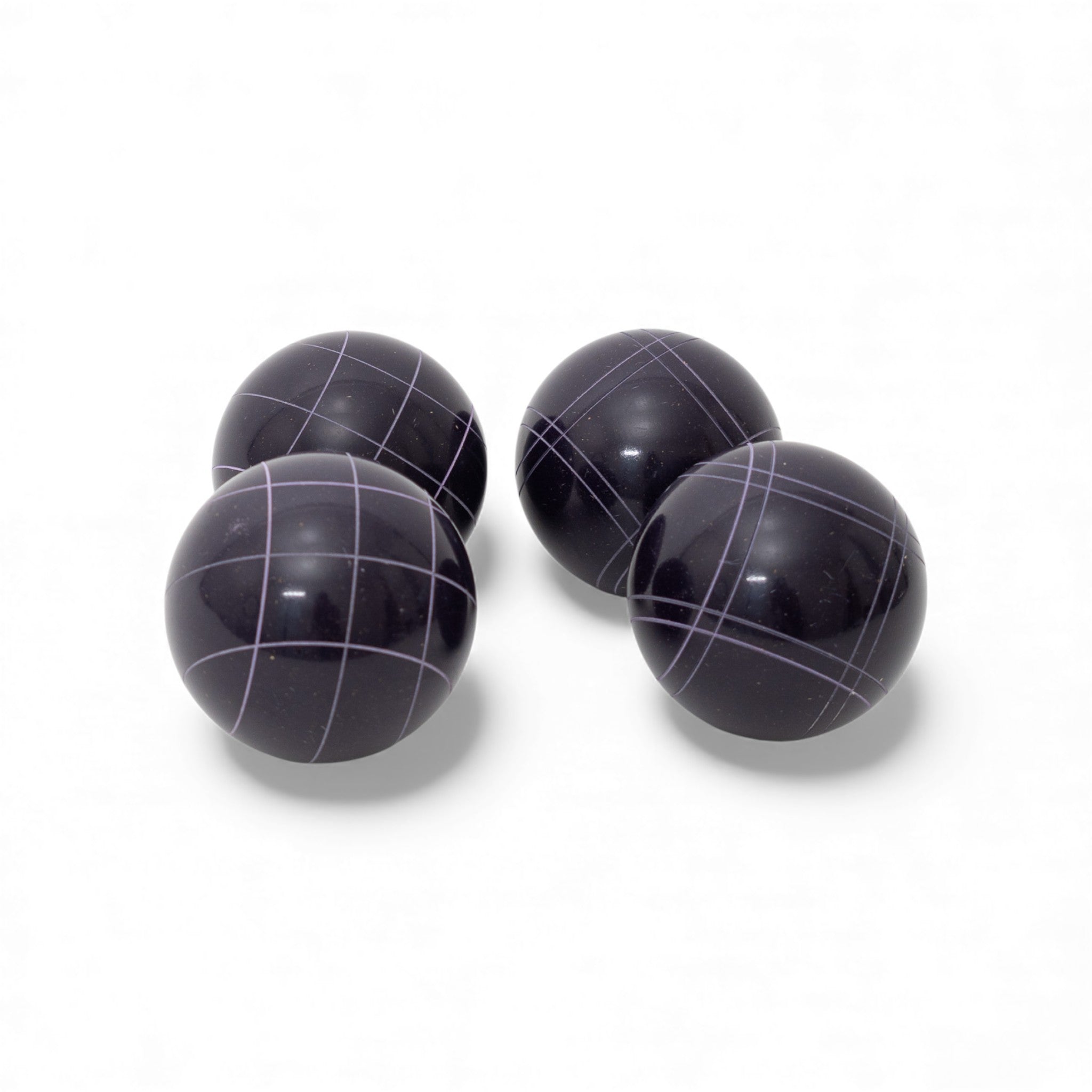 107 mm dark purple solid color bocce balls, the distinctive premium colorway in the solid color line