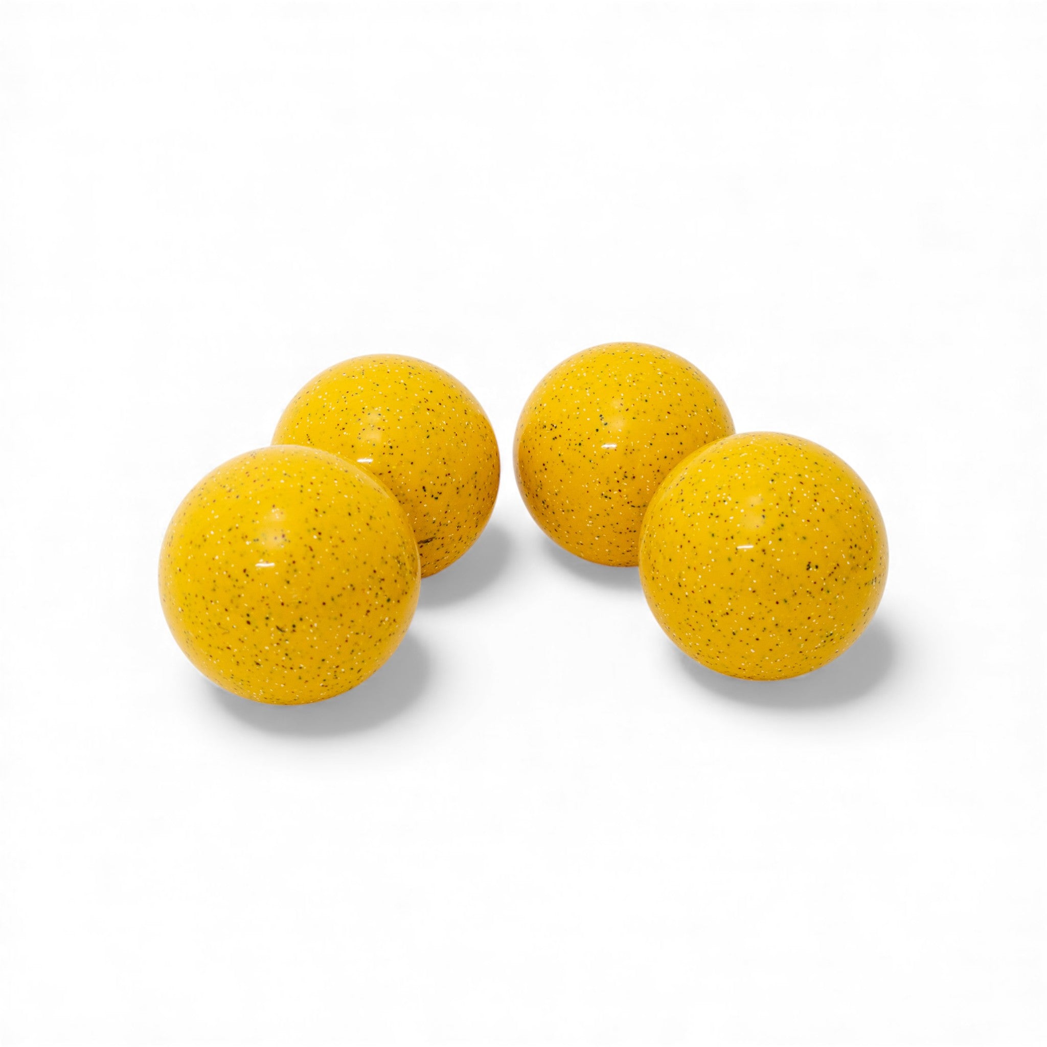 110 mm neon yellow speckled glo bocce balls, high-visibility for clean scoring at any distance