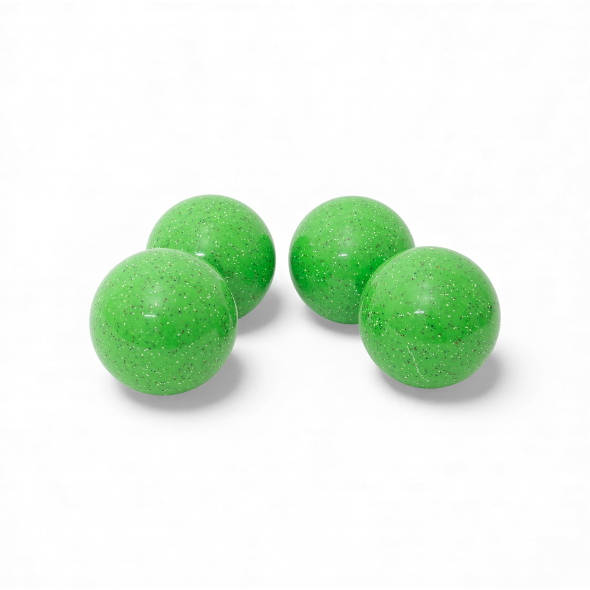 110 mm Neon Green Speckled Glo bocce 4-ball set, the brightest glow-in-the-dark colorway in the EPCO Speckled Glo line for backyard night play