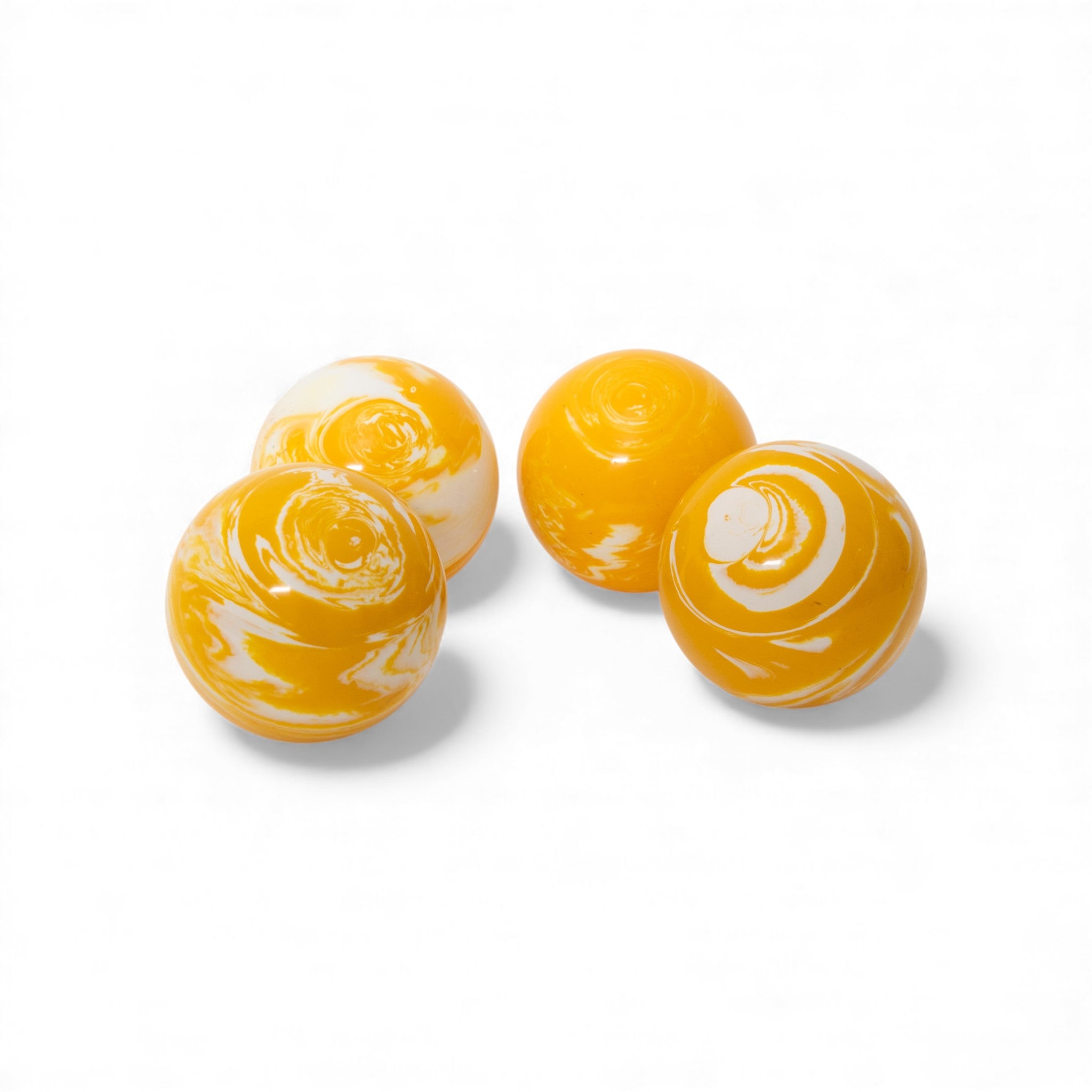 107 mm yellow/white marble bocce ball set, a premium regulation colorway in the 107mm line