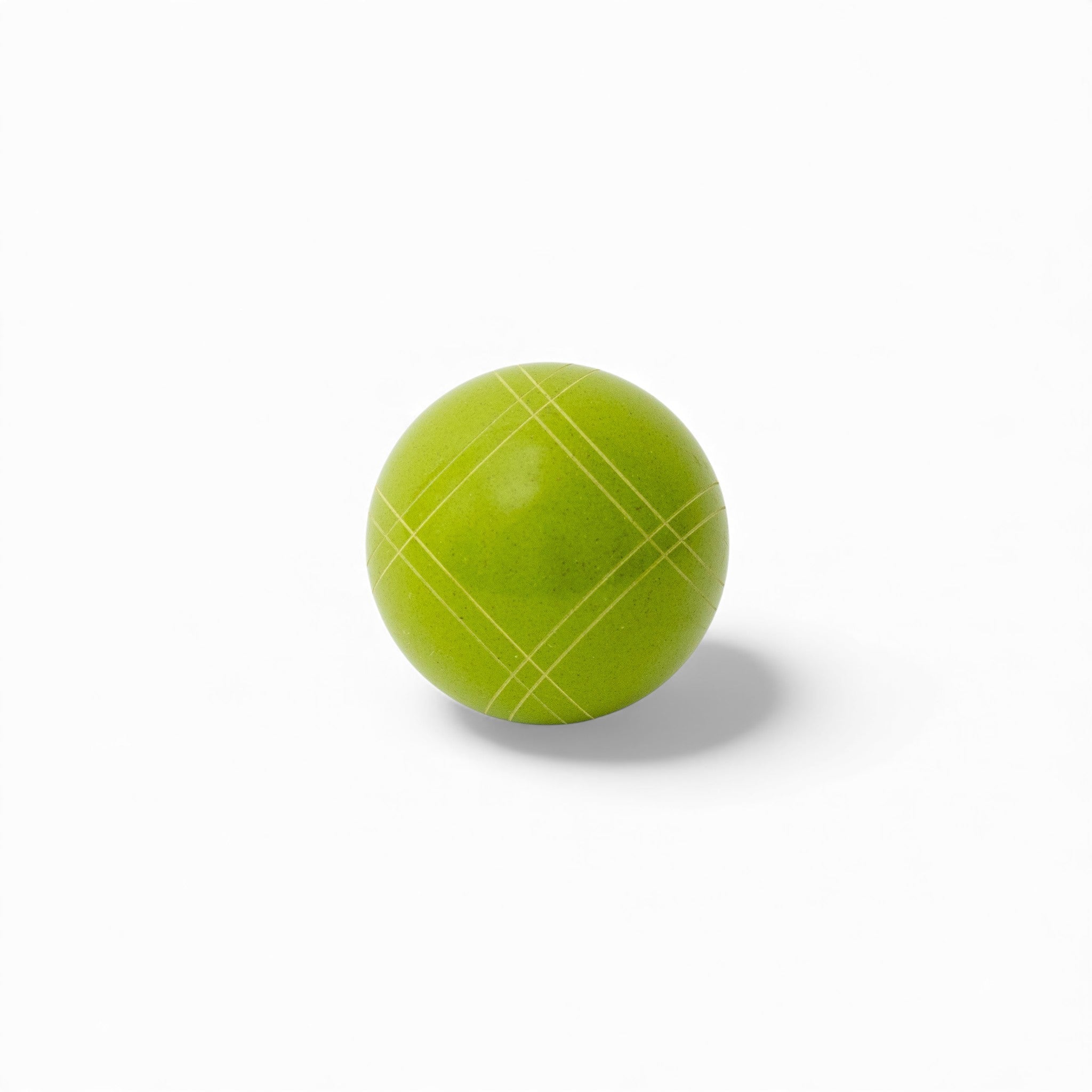 Lime green bocce ball close up showing material