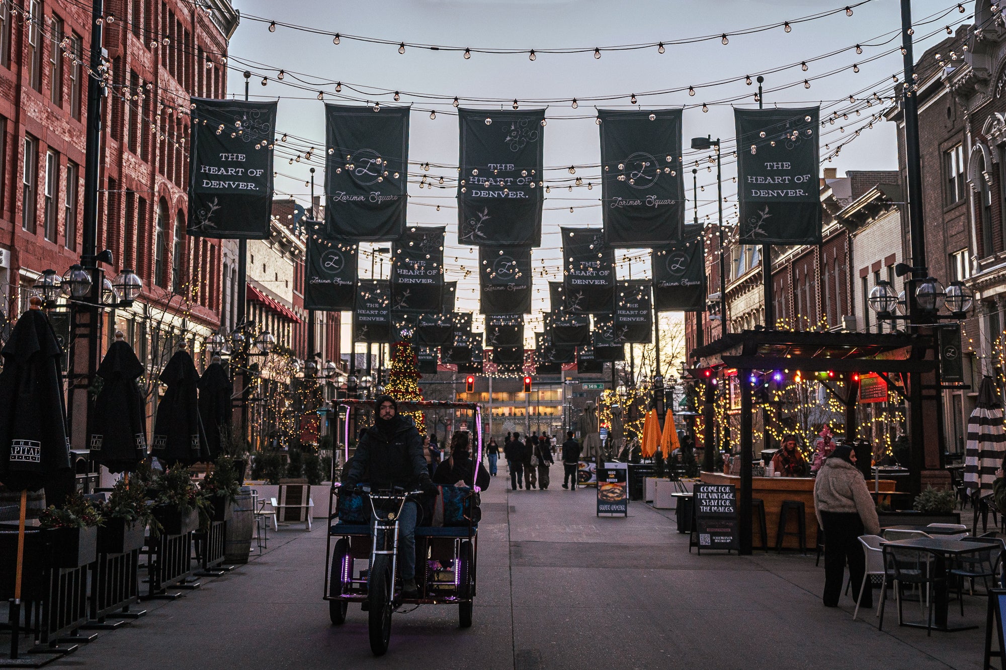 Larimer Square in downtown Denver in December 2025, anchoring the historic core of Mile High City bocce play