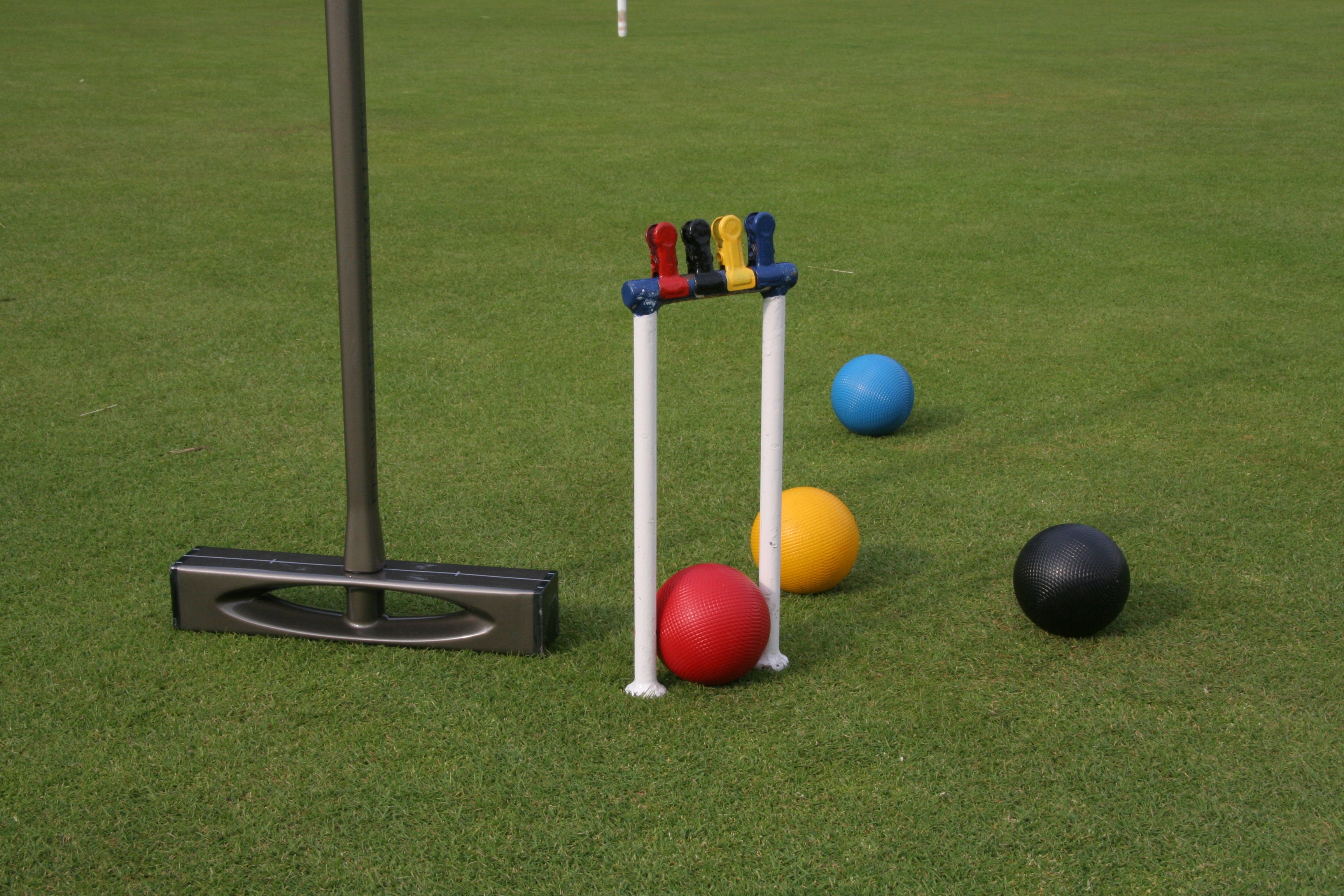 Croquet equipment on grass