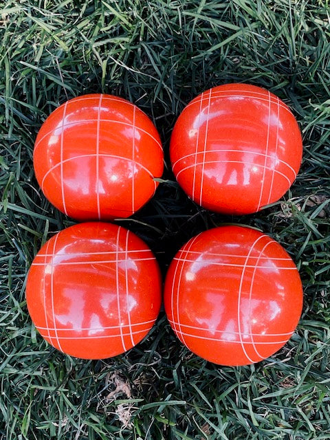 EPCO 110mm 4 pack Bocce Balls rustic orange Criss Cross and Close Curvey stripes