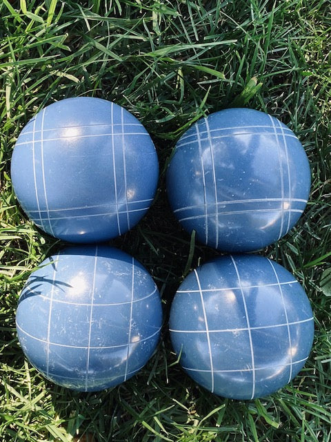 EPCO 110mm 4 pack Bocce Balls Blue Balls and mix of striping