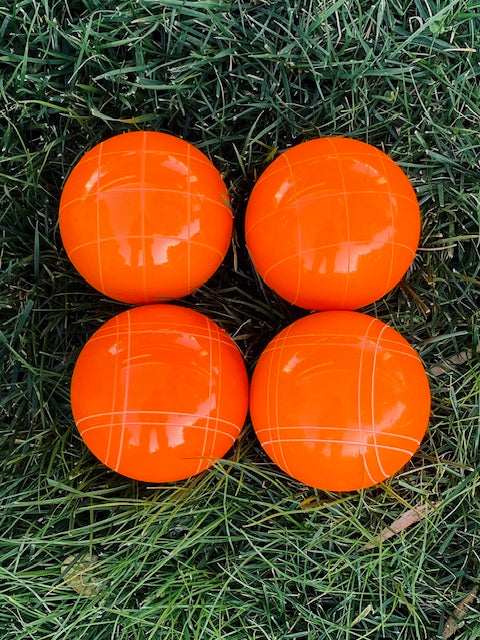 EPCO 110mm 4 pack Bocce Balls GLO orange balls and mix of striping