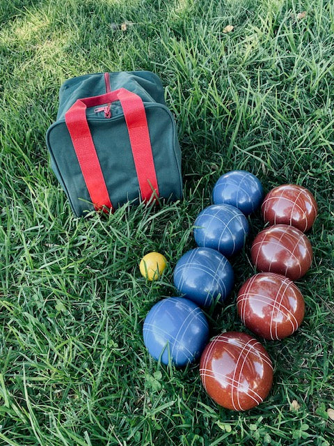 EPCO 110mm Tournament Quality Professional Bocce ball Set, Dark Red/Blue Balls - Bag Included