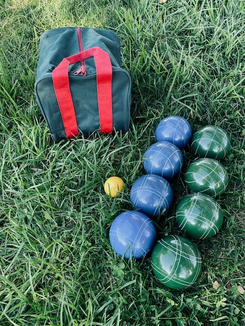 EPCO 110mm Tournament Quality Professional Bocce Ball Set, Blue/Dark Green Balls - Bag Included