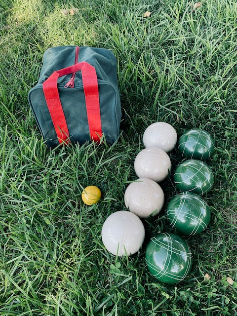 EPCO 110mm Tournament Quality Professional Bocce Ball Set Dark Green/White, Bag Included