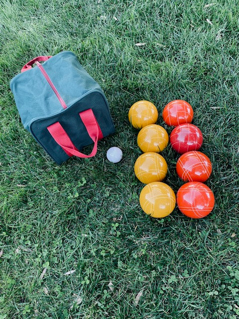 110m EPCO Rustic Tournament Quality Professional 8 Ball Bocce Set, Rustic Yellow/Rustic Orange