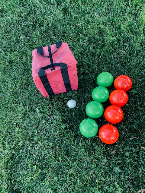 EPCO 110mm GLO Tournament Quality Bocce Set, Green/Red Bocce Balls - Bag included