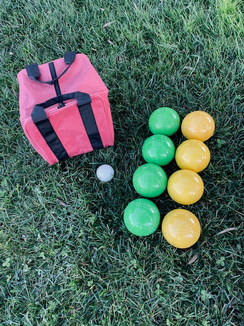 EPCO 110mm GLO Tournament Quality Professional 8 Ball Bocce Set, yellow/green balls, Bag Included