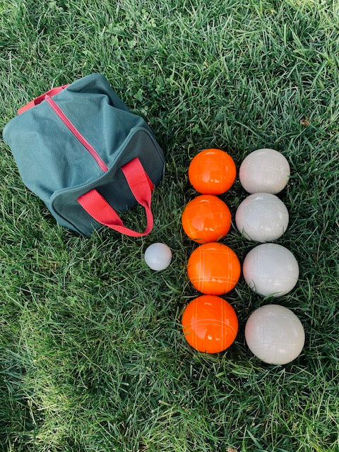 EPCO 110mm Tournament quality Professional Bocce Ball Set, Orange/White Balls - Bag included.