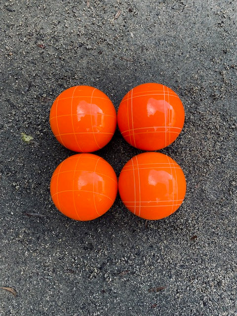 EPCO 110mm 4 pack Bocce Balls GLO orange balls and mix of striping