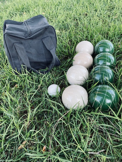 Eagles NFL Team, 110 Epco Tournament Dark Green and White Bocce Balls with Pallino and Black Bag