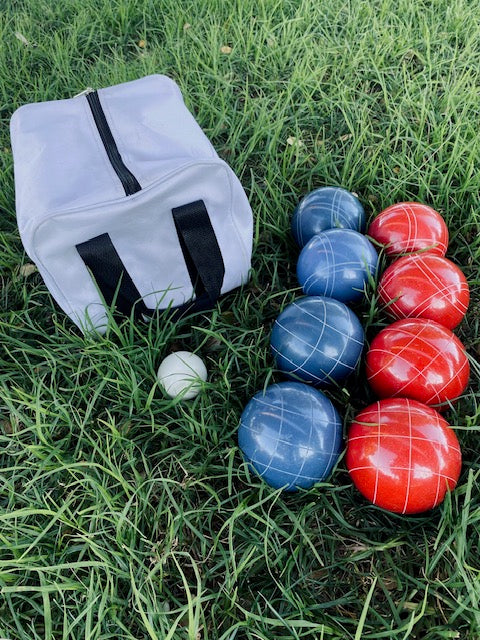 Buffalo Bills NFL Team, 110 Epco Tournament Blue and Red Bocce Balls with Pallino and White Bag