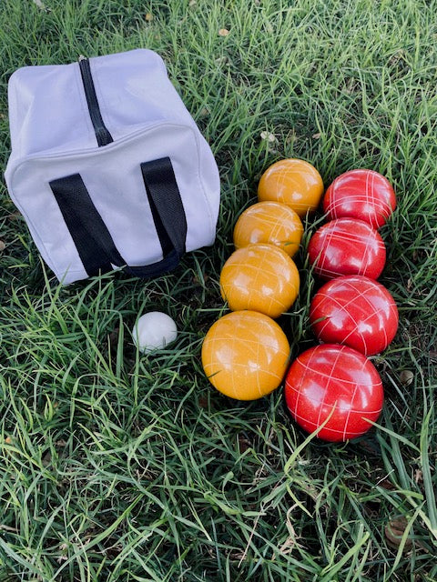 SF 49ers NFL Team, 110 Epco Tournament Red and Gold Bocce Balls with Pallino and White Bag