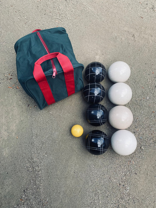 EPCO 107mm Tournament Quality Professional 8 ball Bocce Ball Set, Black/White Balls Bag Included