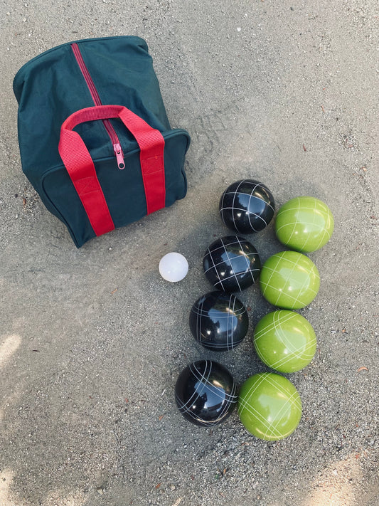 EPCO 107mm Tournament Quality Professional 8 ball Bocce Ball Set, Black/Rustic Green Balls Bag Included