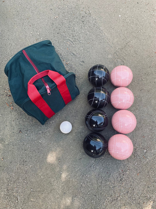 EPCO 107mm Tournament Quality Professional 8 ball Bocce Ball Set, Black/Pink Balls Bag Included