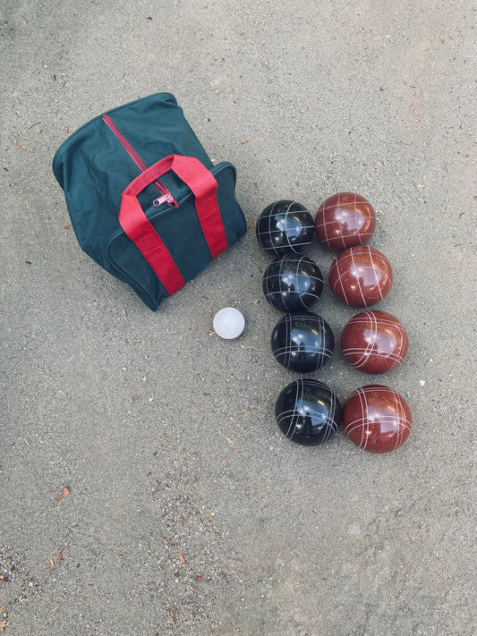 EPCO 107mm Tournament Quality Professional 8 ball Bocce Ball Set, Black/Dark Red Balls Bag Included