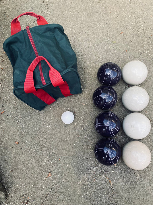EPCO 107mm Tournament Quality Professional 8 ball Bocce Ball Set, Purple/White Balls Bag Included