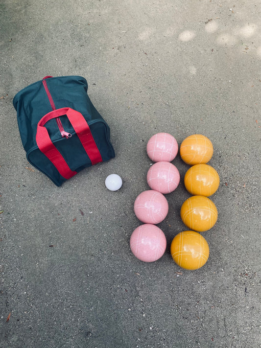 EPCO 107mm Tournament Quality Professional 8 ball Bocce Ball Set, Pink/Rustic Yellow Balls Bag Included