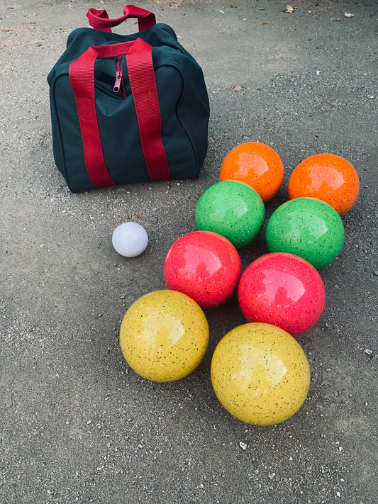 EPCO 110mm Tournament Quality Professional Glow Speckled 8 ball Bocce Ball Set,  Bag Included