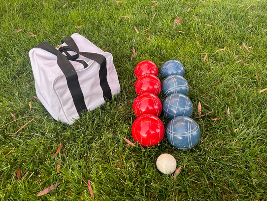 UK- White, Red and Blue with 110mm EPCO tournament bocce balls