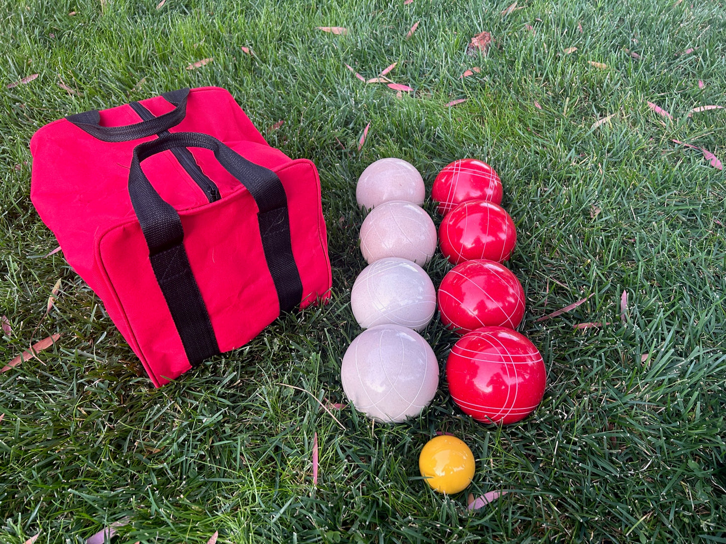 Japan, England, Denmark, Switzerland- White and Red 110mm EPCO tournament bocce set