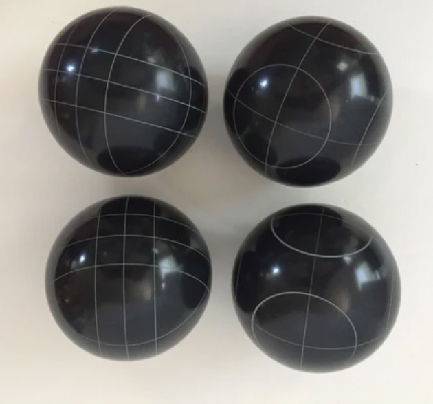 107mm Family 4 pack Bocce Balls- Black with 2 different scoring patterns