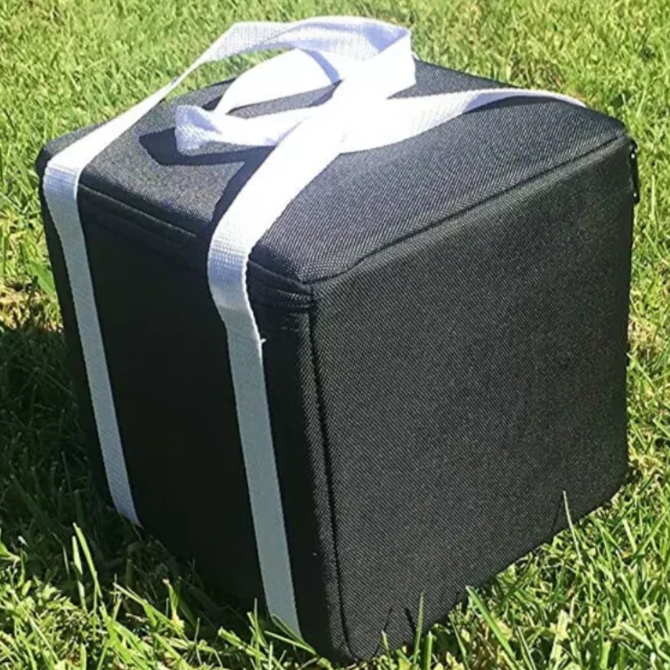 Heavy Duty Nylon Bocce Bag- Black Bag with White Handles