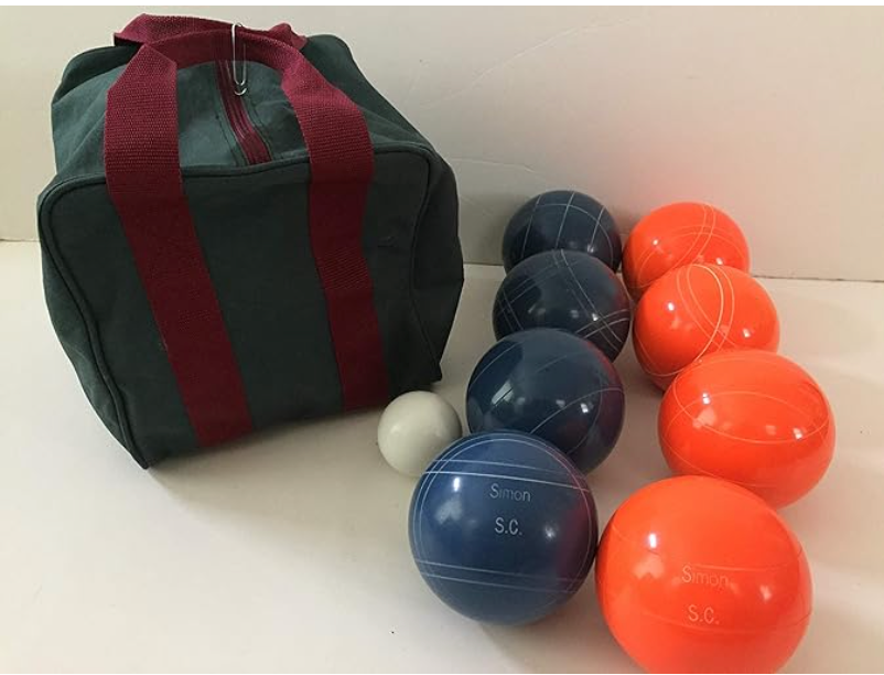 Engraved EPCO 110mm orange /blue Tournament Quality Bocce Set-Bag included