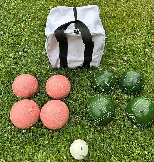 EPCO 107mm Tournament Quality Professional Bocce Ball Set, Pink/Dark Green Balls - Bag Included