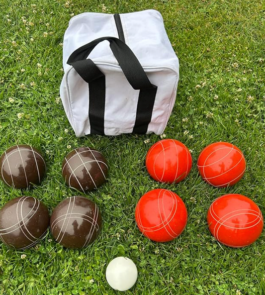 EPCO 107mm Tournament Quality Professional Bocce Ball Set, Espresso Brown/Orange Balls - Bag Included